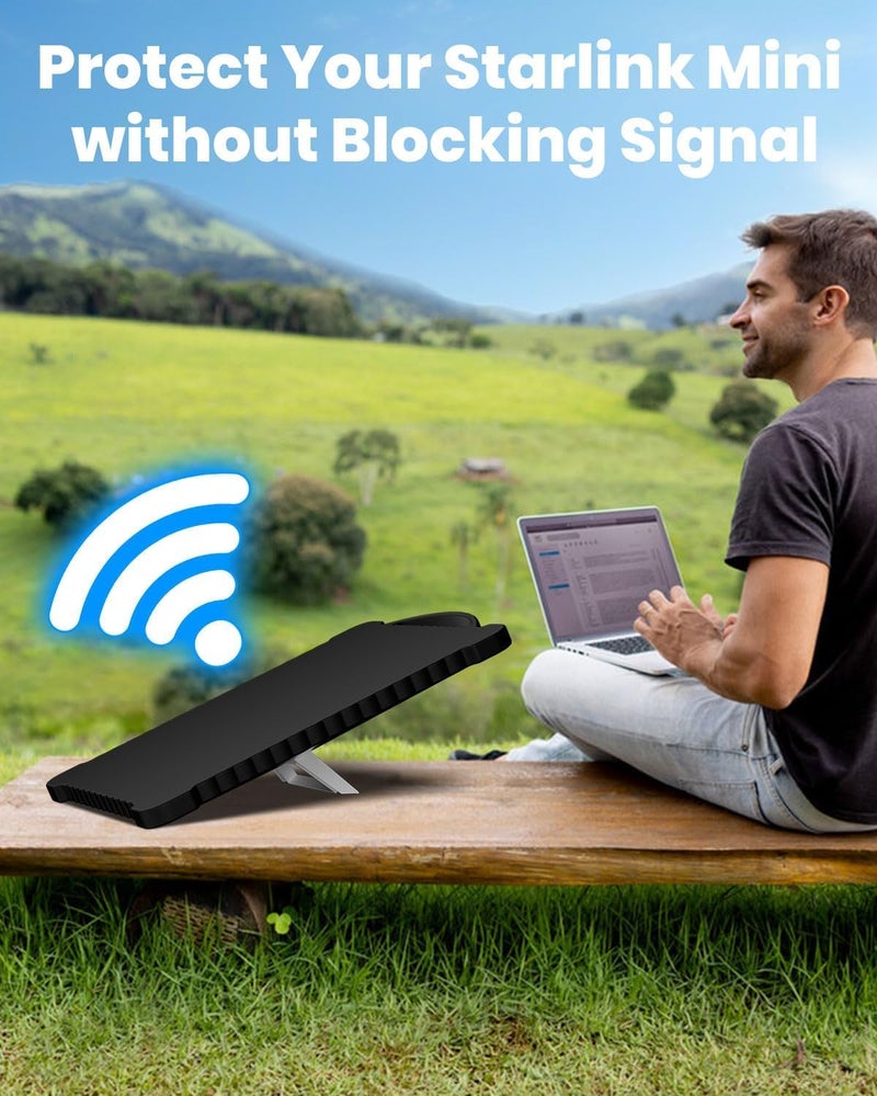 Mwin Starlink Mini Protective Cover - Waterproof & Scratch-Resistant Starlink Mini Accessories Silicone Case, Portable Protector with Wavy Edge Design for Satellite Antenna, Perfect for RV (Black) - Image 2